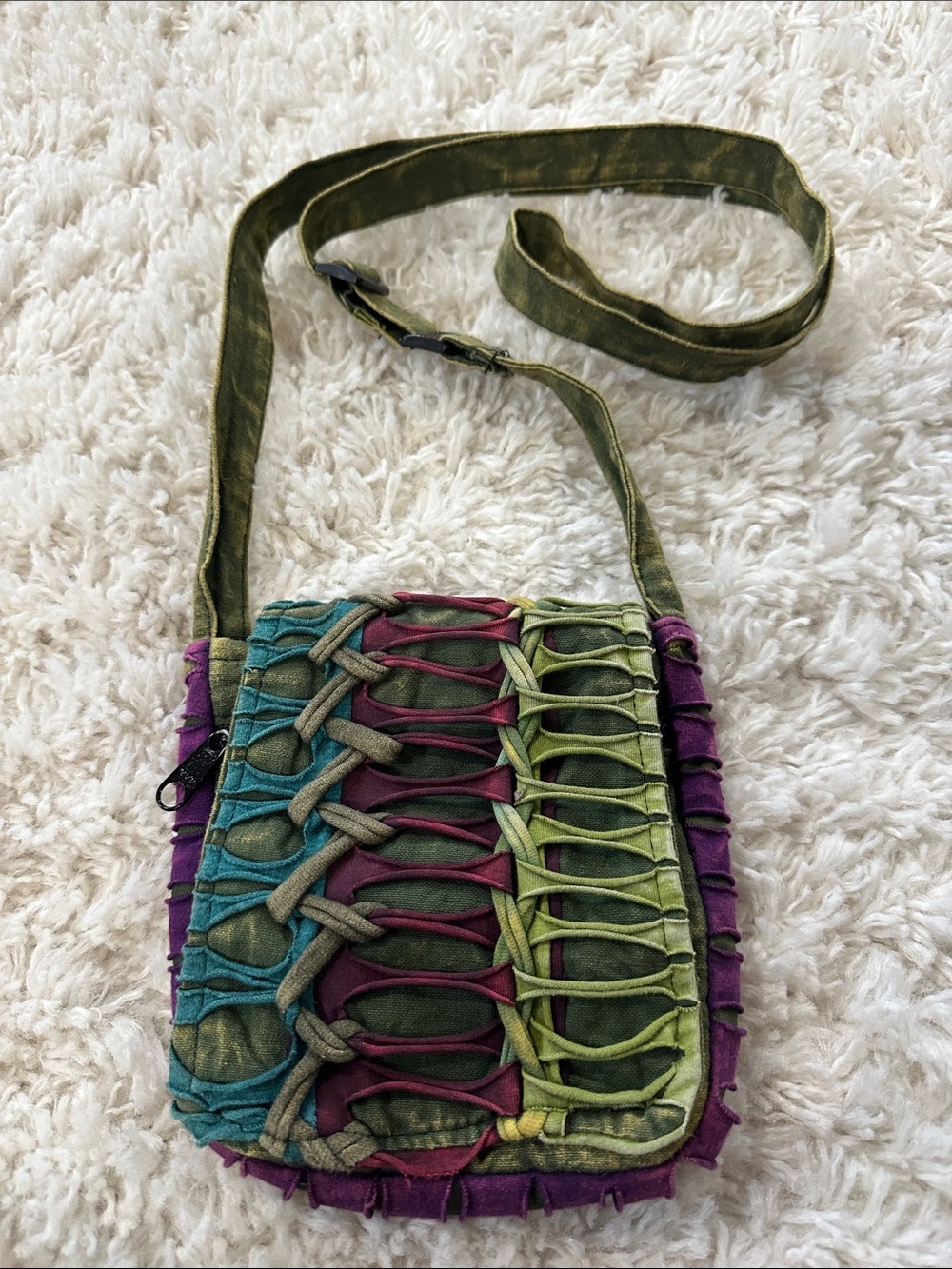 THE COLLECTION ROYAL Y2K Boho Multicolor Woven Crossbody Bag Hippie Festival Fun